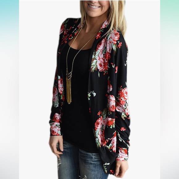 Ecowish Sweaters - ECOWISH Boho Long Sleeve Wrap Kimono / Cardigan / Casual Coverup, Size XL